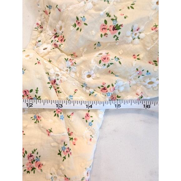 Altar’d State Floral Puff Sleeve Crop Top XS Cottagecore Peasant Smocked - Picture 5 of 7